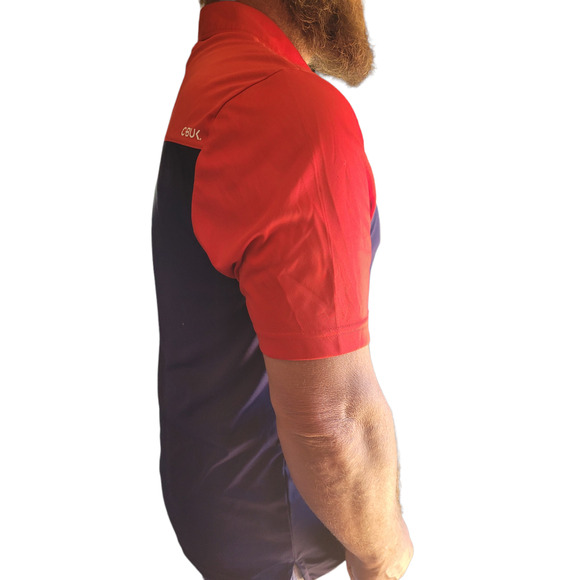 Cutter & Buck CBUK Mens Red White Blue Polo Shirt Size Large Colorblock Golf USA - Picture 7 of 10
